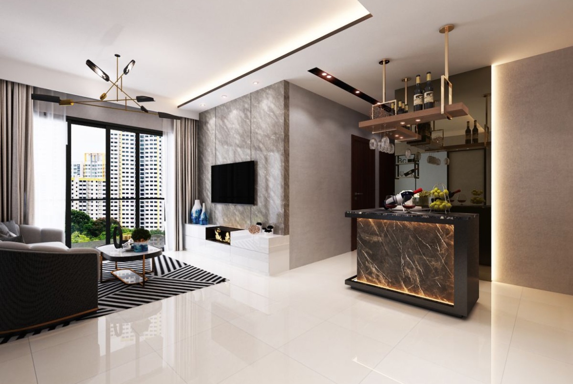 Rivercove Residences - 1184sqft by Omni Design Pte Ltd. Unit is Condo and follows a  style.