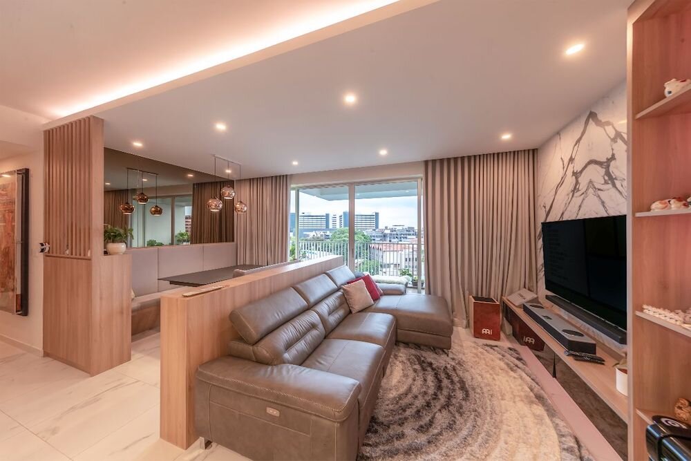Oasis Condo @ 70 Elias Rd - 1195sqft by AC Vision Design Pte Ltd. Unit is HDB and follows a  style.