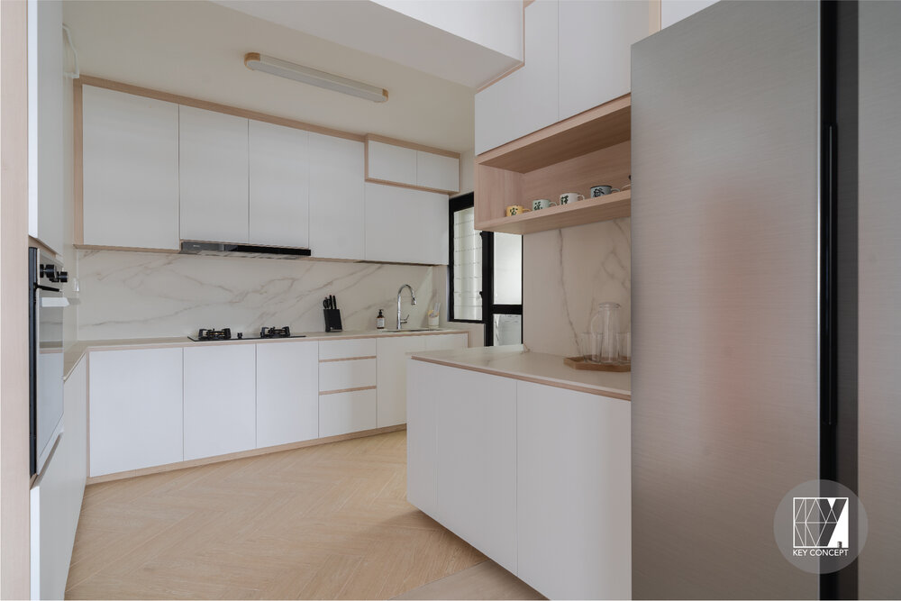 Canberra - 1000sqft by Key Concept Pte Ltd. Unit is HDB and follows a Scandinavian style.