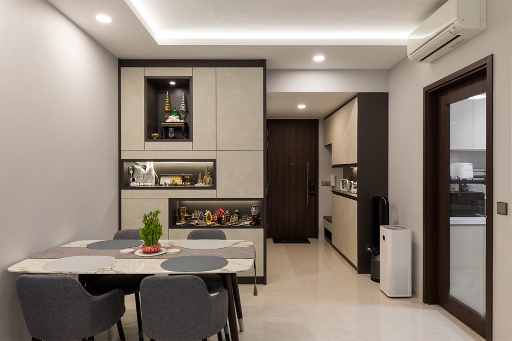 Yonochrome - 950sqft by The Interior Place Pte Ltd. Unit is HDB and follows a  style.