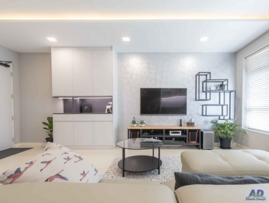 494H Tampines St - 990sqft by Albedo Design Pte Ltd . Unit is HDB and follows a  style.