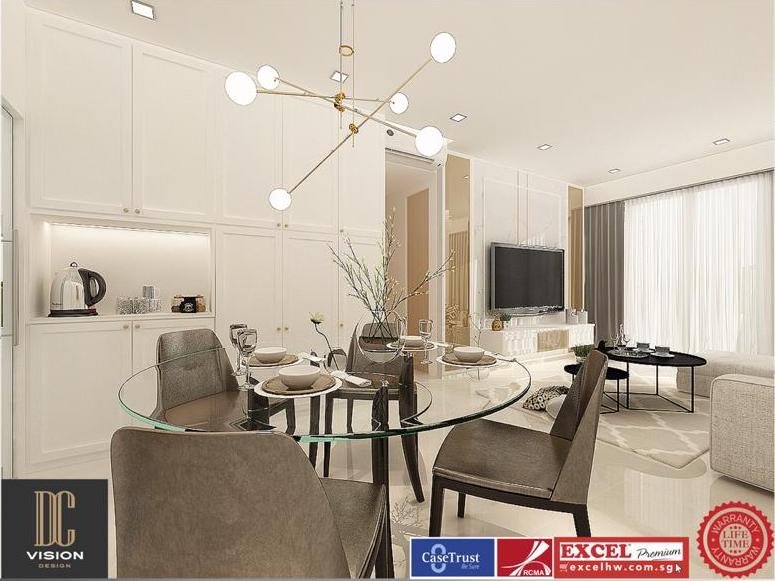 23 Kovan Melody - 1410sqft by DC Vision Design Pte Ltd. Unit is HDB and follows a  style.